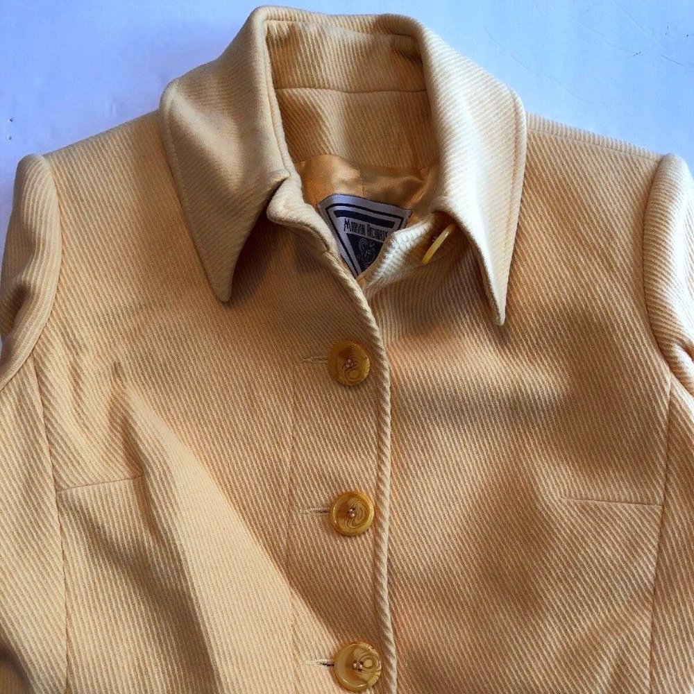 Vintage Marvin Richards Peacoat Yellow Womens Size 8 Clean Patterned
